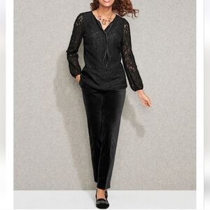 Talbots Slim Ankle Pant Black Velvet Size 16